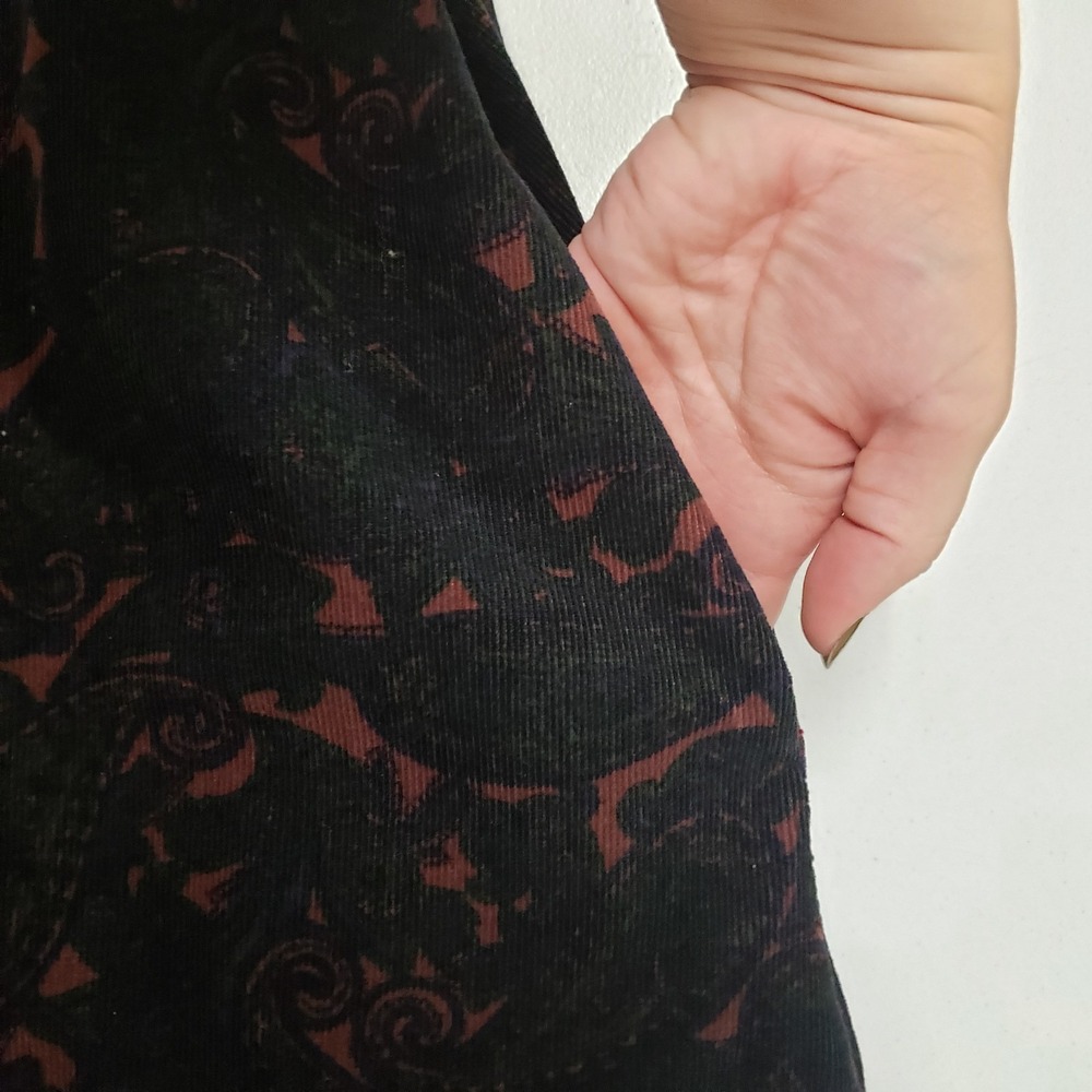 VTG Vermont Country Store Womens Artsy Corduroy Midi Jumper Dress Size M Paisley - Picture 4 of 10